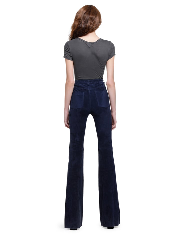SUEDE BELL PANT in NAVY | Alice and Olivia