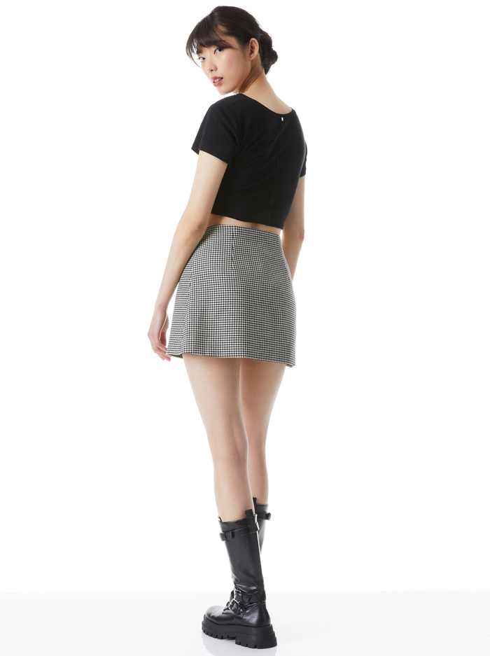 RENNA BUTTON WRAP MINI SKIRT - BLACK/WHITE image 1 - Alice And Olivia