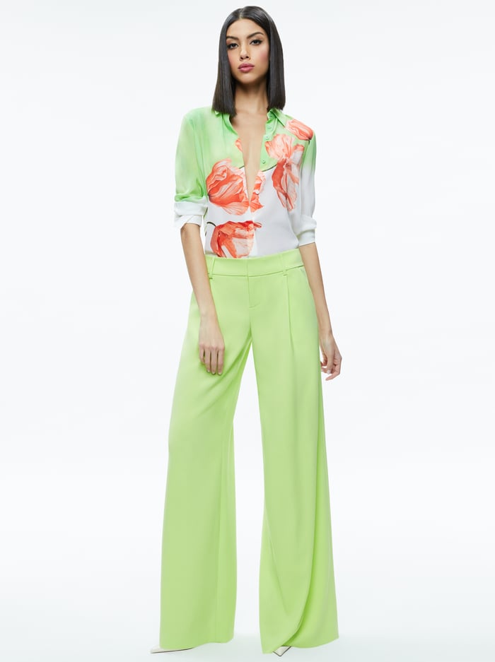 BRADY SILK BLOUSE - DREAM LIFE SHARP GREEN image 4 - Alice And Olivia