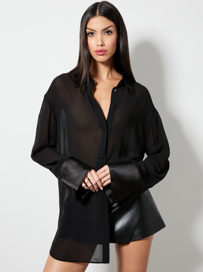 FINELY BUTTON DOWN - BLACK - Alice And Olivia
