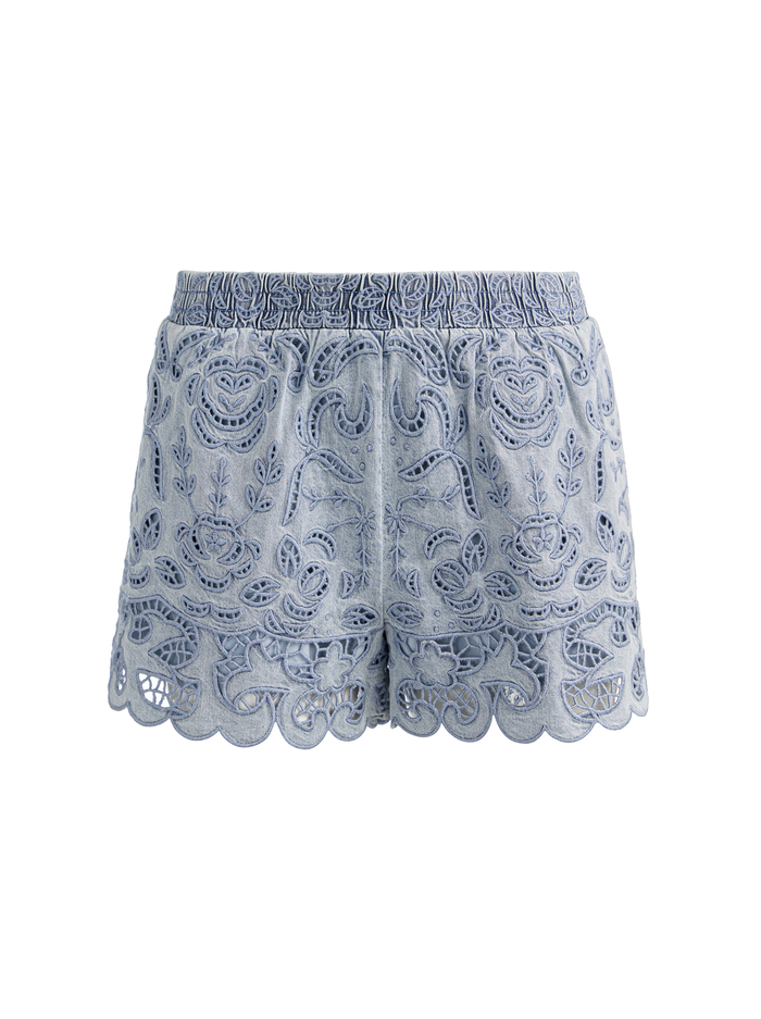 KENLEY EYELET DRAWSTRING DENIM SHORT - SIERRA LIGHT BLUE image 6 - ALICE + OLIVIA