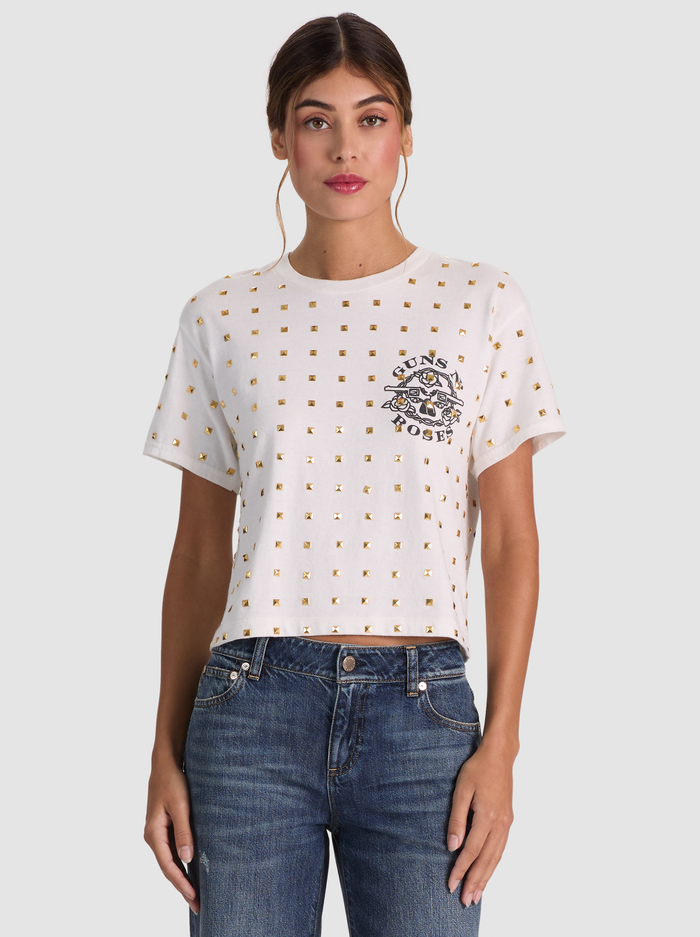 ALVERA STUDDED TEE - GUNS N ROSES - ALICE + OLIVIA