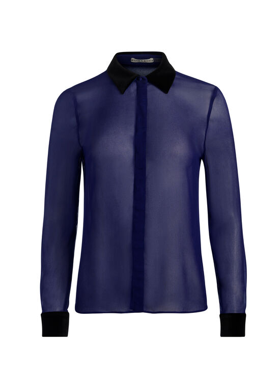 MIDNIGHT BLUE/BLACK-WILLA COMBO BLOUSE