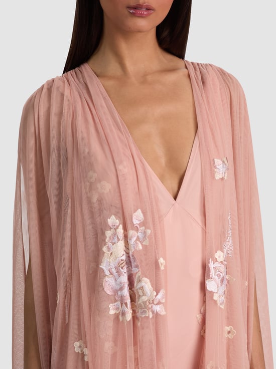 DEEP PEARL BLUSH MULTI-AZRIELLA EMBROIDERED MAXI GOWN CAPE