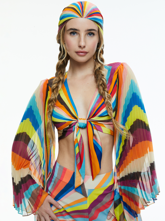 MARLA PRINTED HEADSCARF - POMELO STRIPE - Alice And Olivia