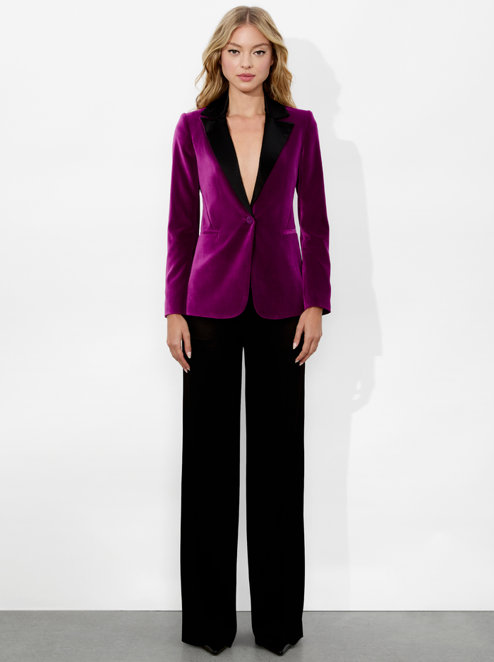 MACEY VELVET BLAZER - BRIGHT BOYSENBERRY/BLACK image 1 - Alice And Olivia