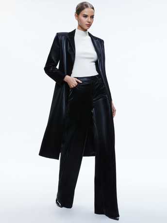 BLACK-MYA VEGAN LEATHER LONG BLAZER