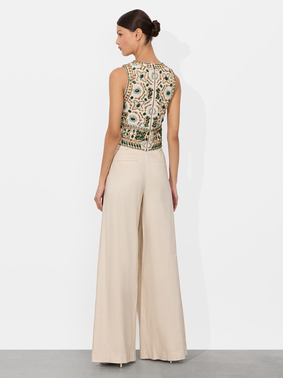 OFF WHITE MULTI-AMAL EMBELLISHED TANK
