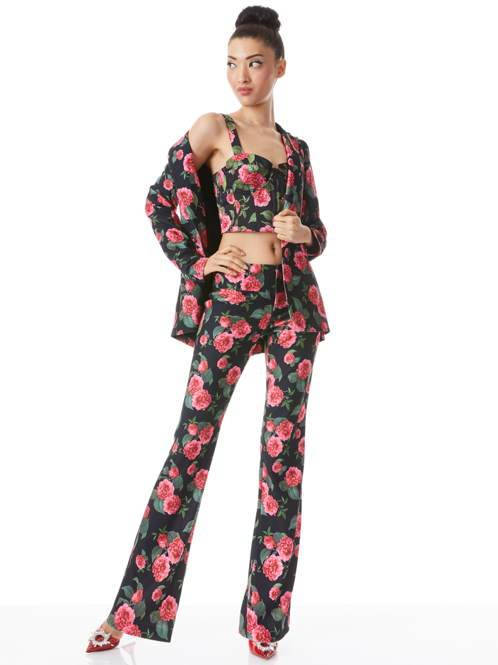 BREANN LONG FITTED BLAZER + JEANNA BUSTIER SMOCKED BACK CROP TOP +OLIVIA BOOTCUT PANT - 