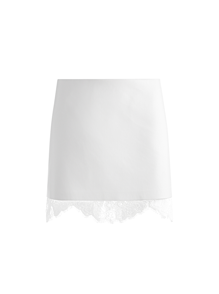 RUBI VEGAN LEATHER LACE TRIM MINI SKIRT - OFF WHITE image 5 - ALICE + OLIVIA