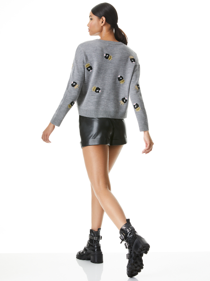 GLEESON EMBELLISHED PULLOVER - MED HEATHER GREY/MULTI image 1 - ALICE + OLIVIA