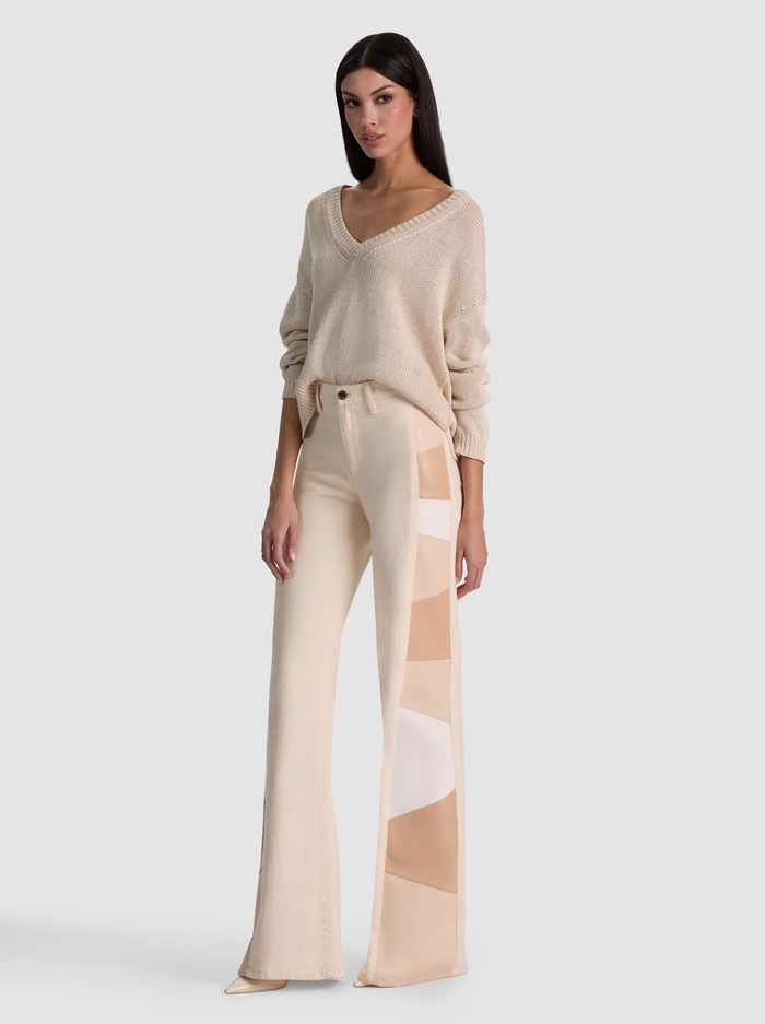 BEAUTIFUL VEGAN PATCHWORK JEAN - OFF WHITE/MULTI image 1 - ALICE + OLIVIA