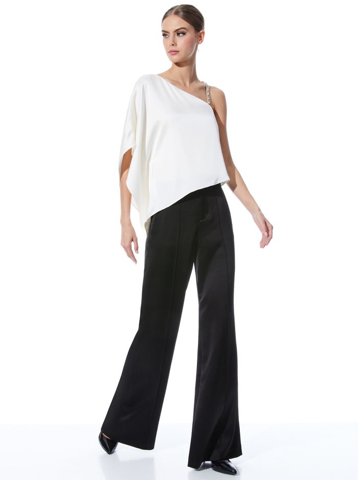 RIKO ONE SHOULDER EMBELLISHED STRAP TOP - ECRU image 4 - ALICE + OLIVIA