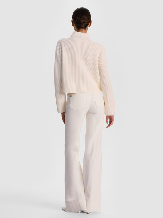 ECRU-NANCE RIBBED TURTLENECK