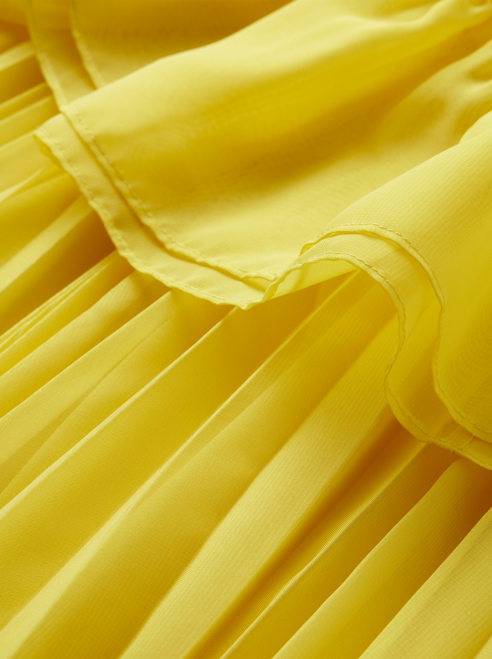 SELENE DEEP V NECK PLEATED MAXI DRESS - HAPPY YELLOW image 1 - Alice And Olivia
