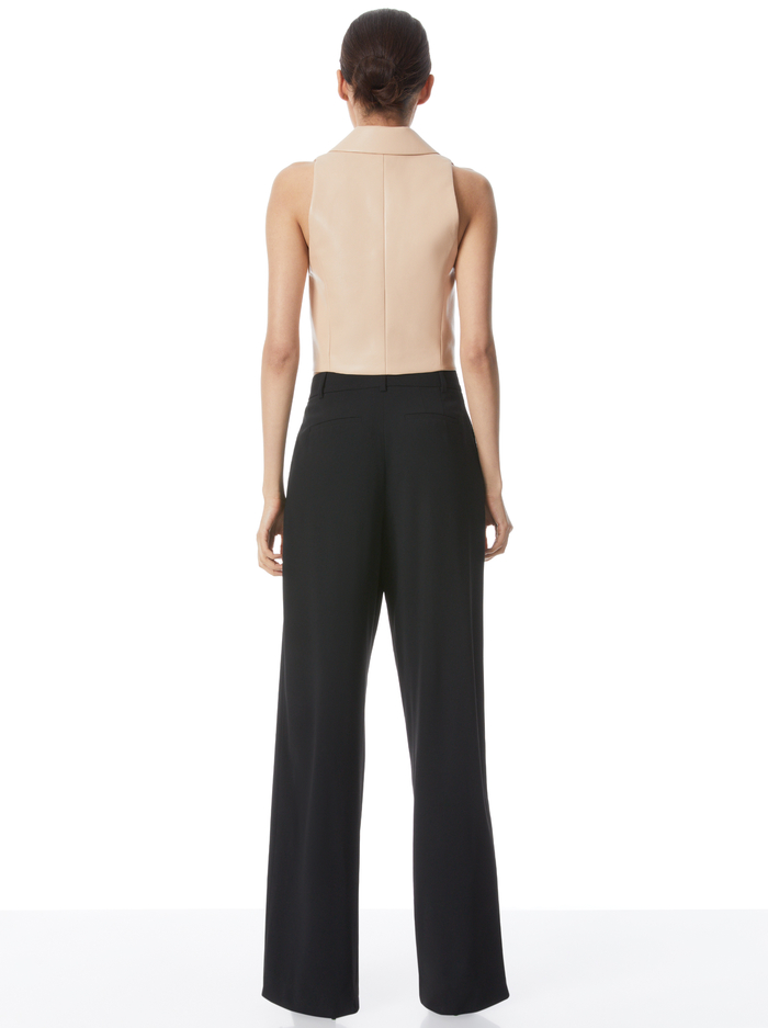 MERI CROPPED DOUBLE BREASTED BLAZER TOP - ALMOND image 2 - ALICE + OLIVIA