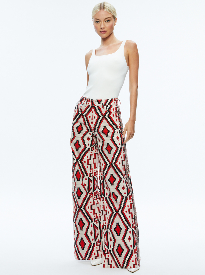 TRISH MID RISE BAGGY JEAN - DREAM HOME BRIGHT RUBY image 4 - Alice And Olivia