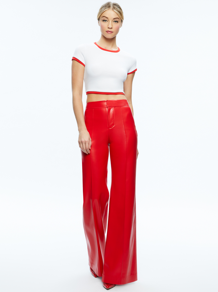 BABY TEE - OFF WHITE/BRIGHT RUBY image 4 - Alice And Olivia