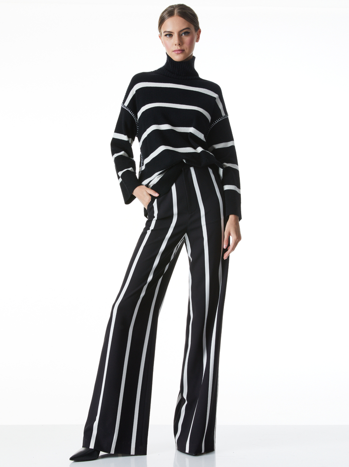 NUBIA WIDE LEG PANT - VERTICAL MODERN STRIPE image 4 - Alice And Olivia