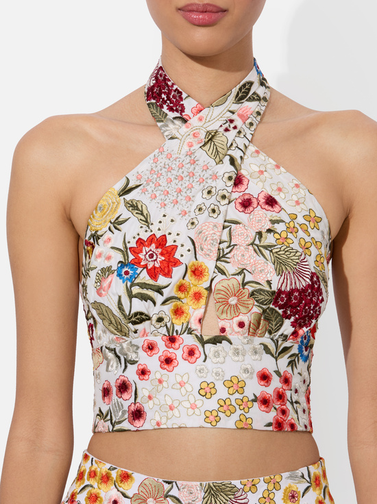 OFF WHITE/MULTI-EVELINA CROP TOP