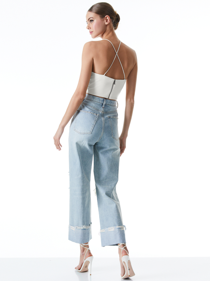 ZUMI VEGAN LEATHER HALTER TOP - OFF WHITE image 1 - Alice And Olivia