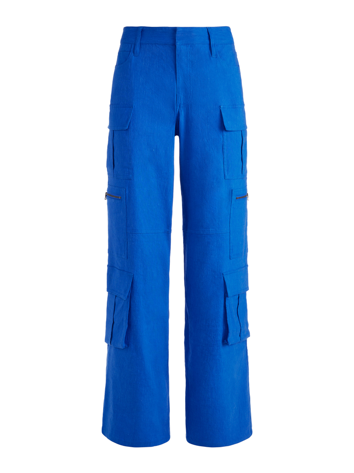 CAY BAGGY CARGO LINEN PANT - SAPPHIRE image 4 - ALICE + OLIVIA