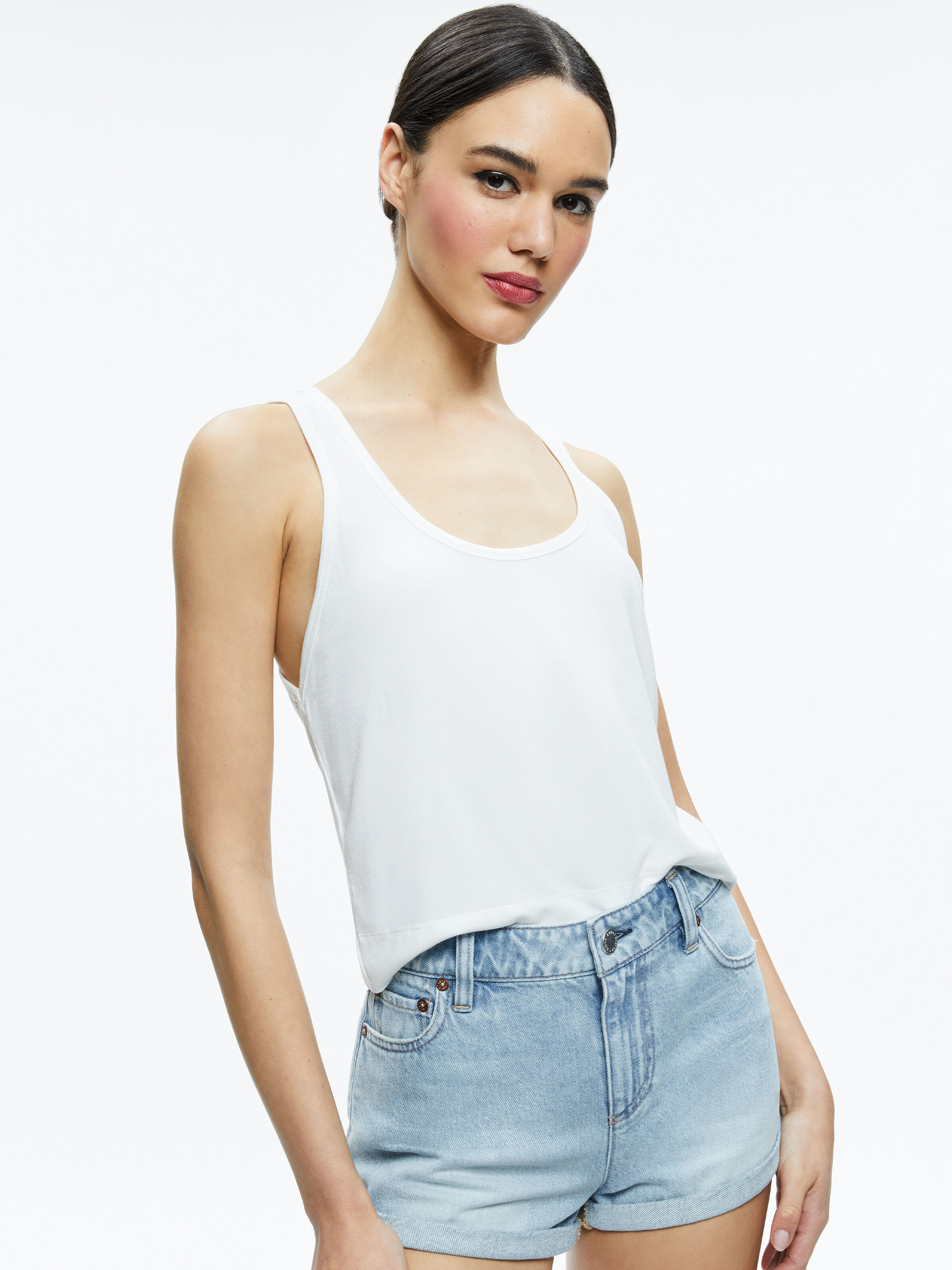 Avril Boxy Tank In Off White | Alice + Olivia