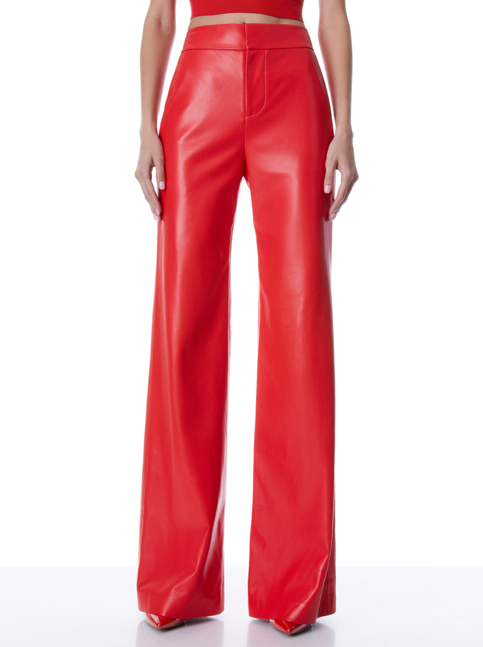 DEANNA HIGH WAISTED VEGAN LEATHER BOOTCUT PANT - BRIGHT POPPY - Alice And Olivia