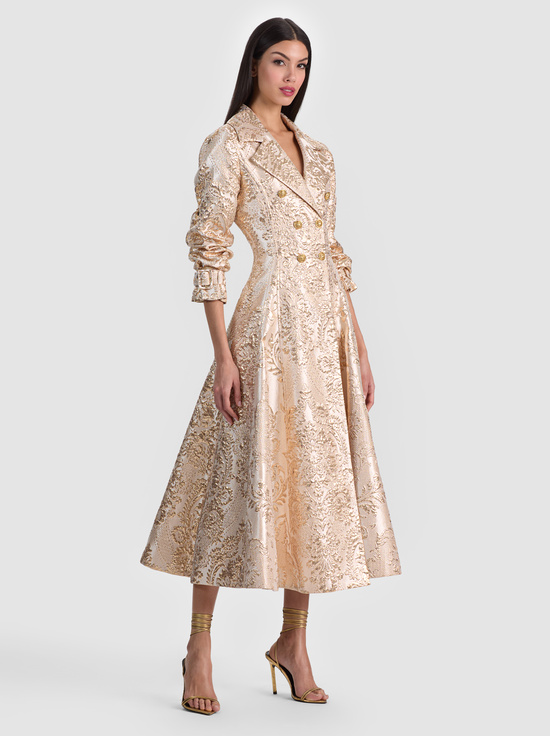 GOLD-ELLIE TRENCH COAT WITH MIXED JACQUARD