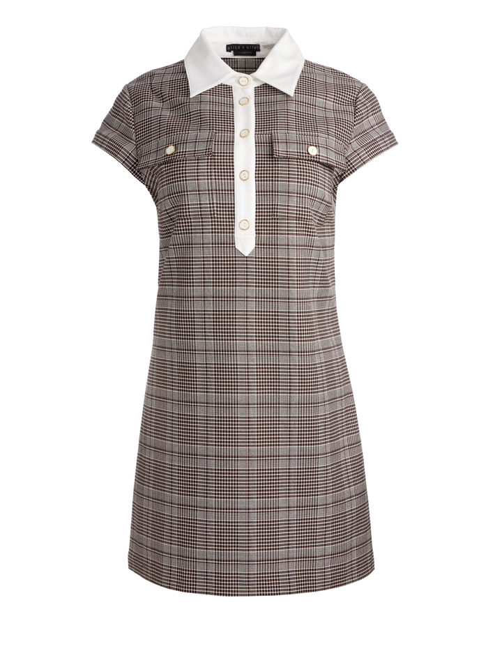 DARBY MINI DRESS - DARK CHOCOLATE/OFF WHITE image 5 - Alice And Olivia