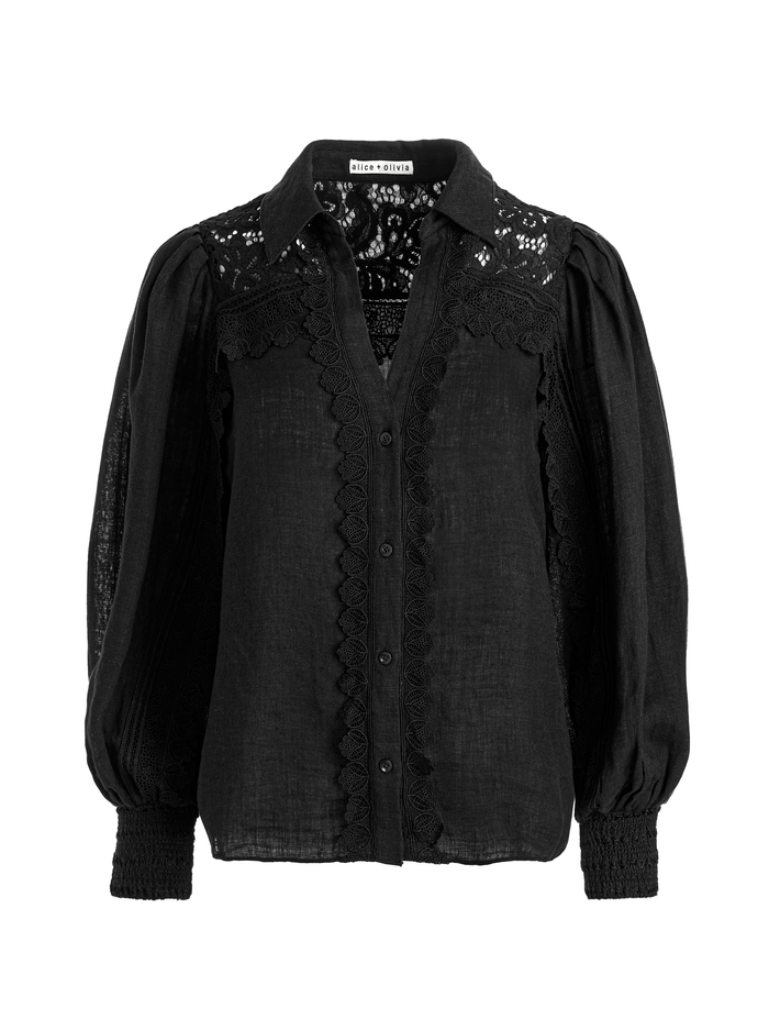 VENTY BUTTON FRONT BLOUSE - BLACK image 5 - Alice And Olivia