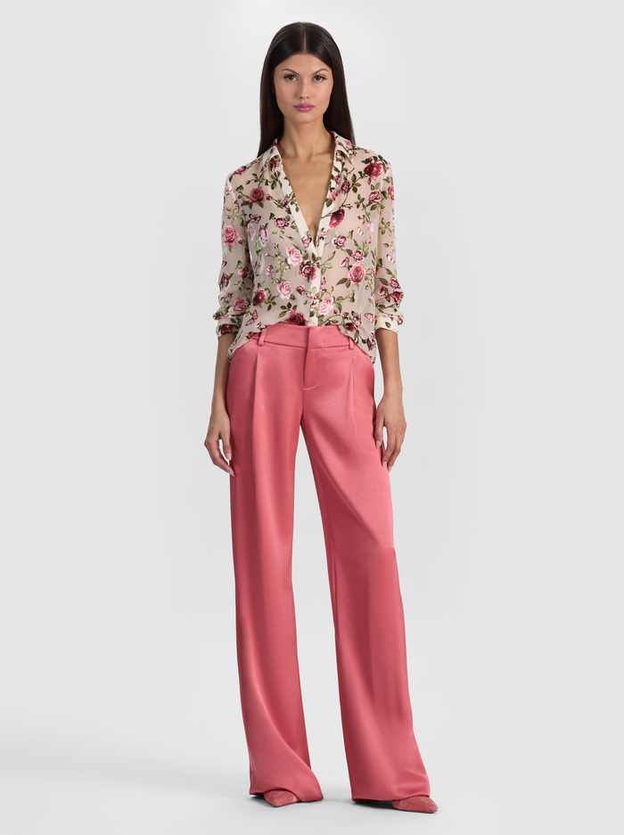 ELOISE BUTTON DOWN BLOUSE - GARDEN GOSSIP OFF WHITE image 1 - ALICE + OLIVIA