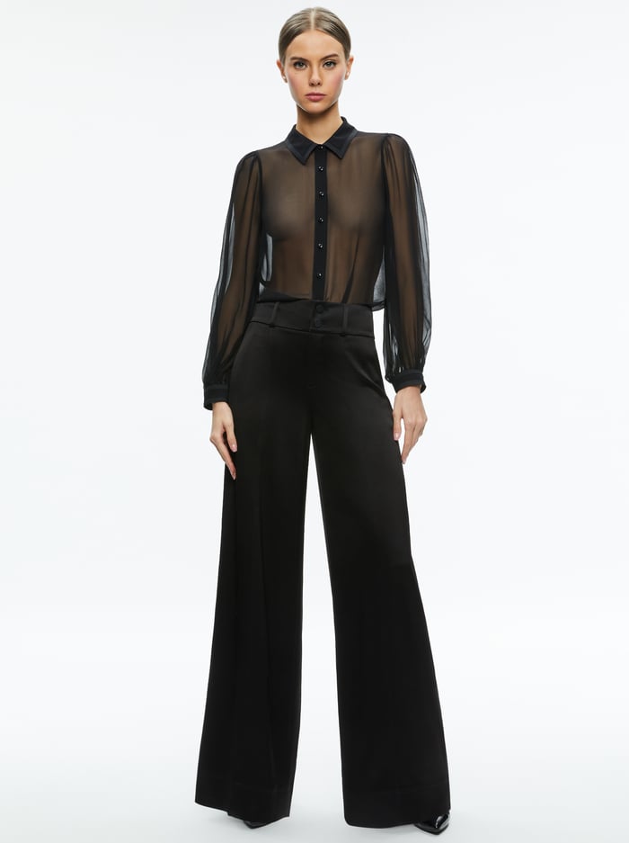 ROANNE SHEER BLOUSE - BLACK image 2 - Alice And Olivia
