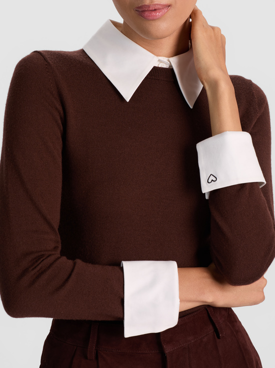 DARK CHOCOLATE-PORLA COLLARED SWEATER