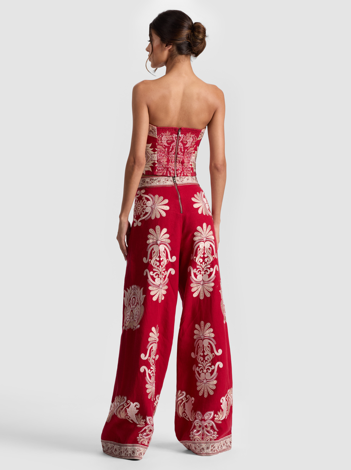 ATHENA EMBROIDERED PANT - SERENADE DARK CHERRY image 2 - Alice And Olivia