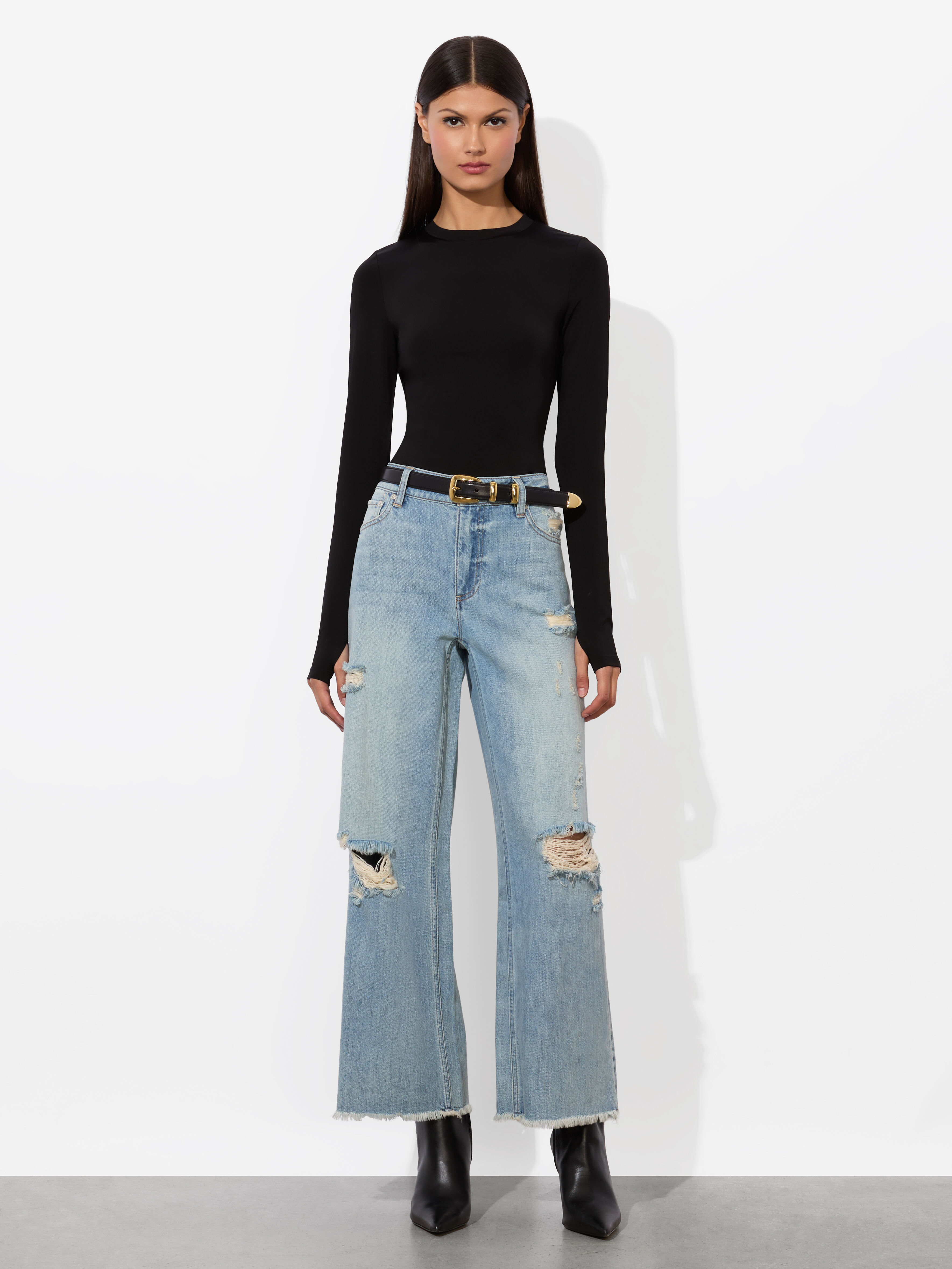 Vita Denim Romper In Bright Ruby | Alice + Olivia