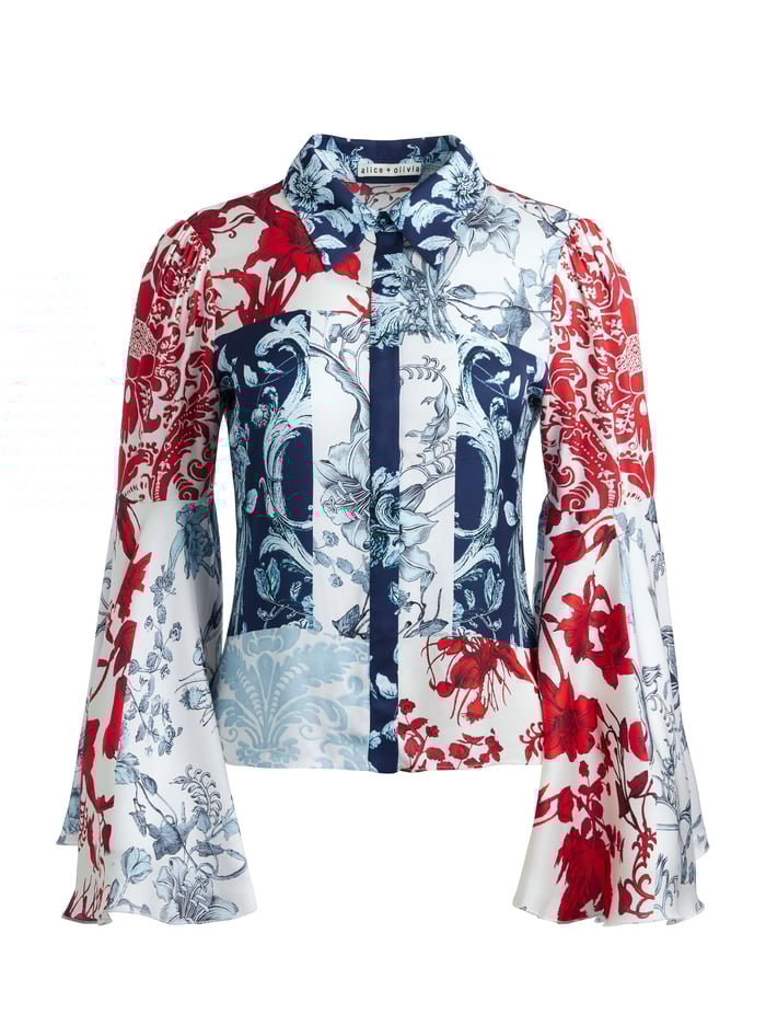 WILLA FITTED PLACKET BELL SLEEVE TOP - JE L