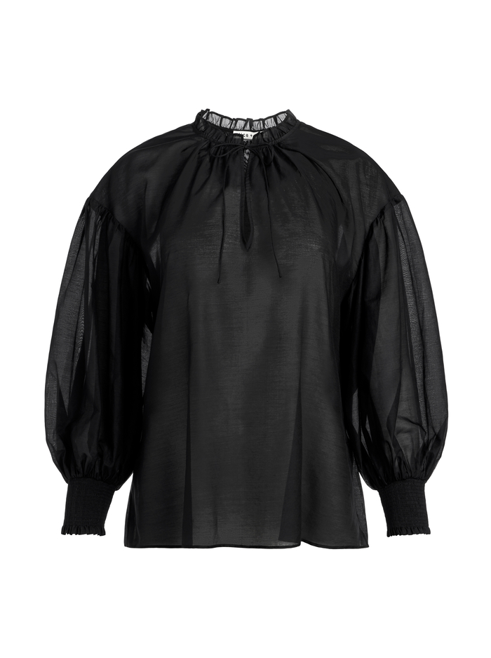 JULIUS VOLUMINOUS BLOUSON SLEEVE BLOUSE - BLACK image 5 - Alice And Olivia