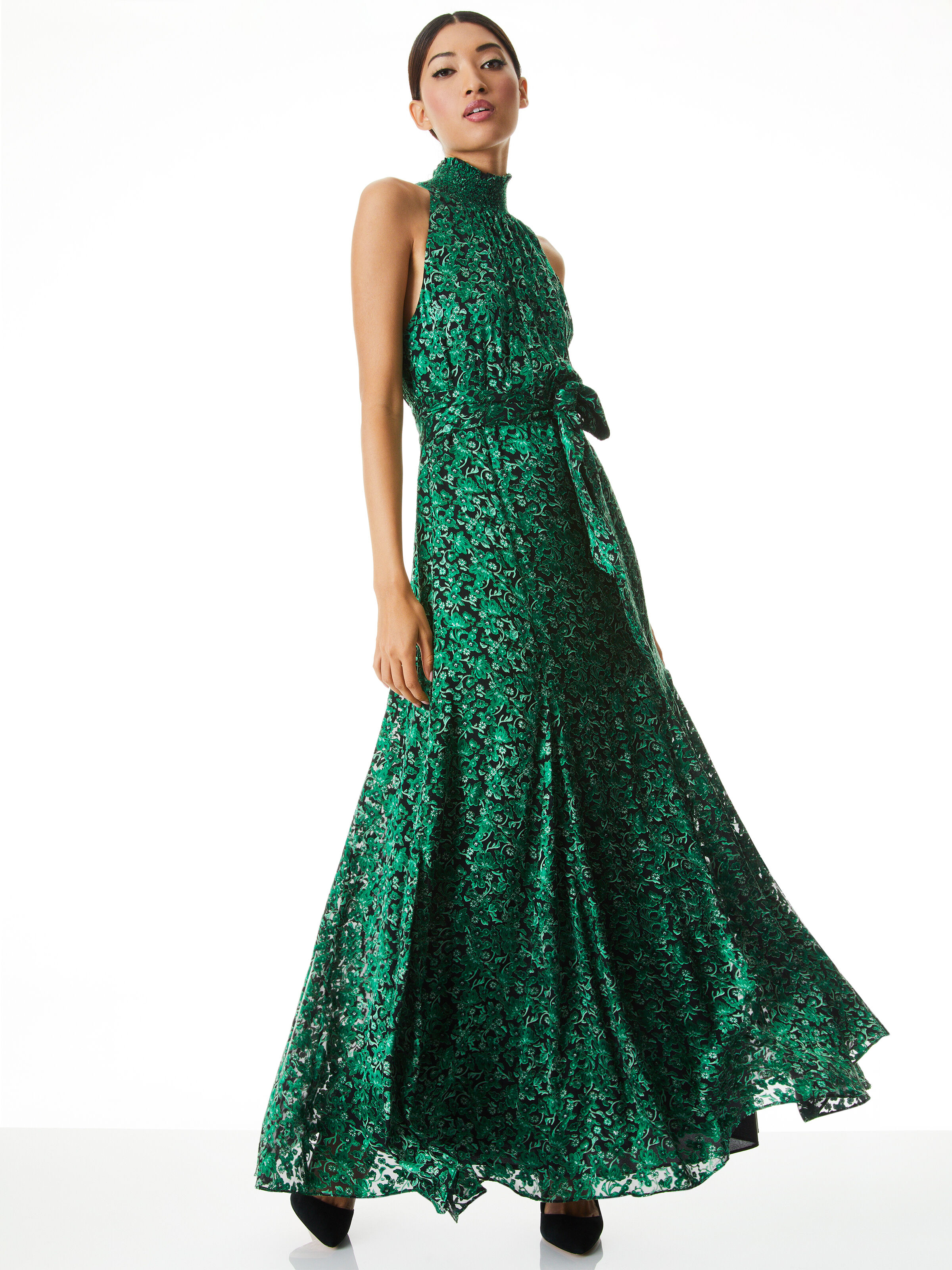 Dita High Neck Maxi Dress In Making Plans Dark Emerald
