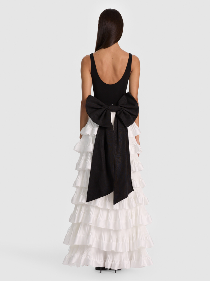AVANA BOW BACK TIERED GOWN SKIRT - OFF WHITE/BLACK image 2 - ALICE + OLIVIA