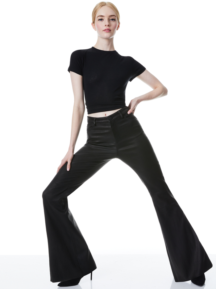 BRENT LEATHER BELL PANT - BLACK image 4 - Alice And Olivia