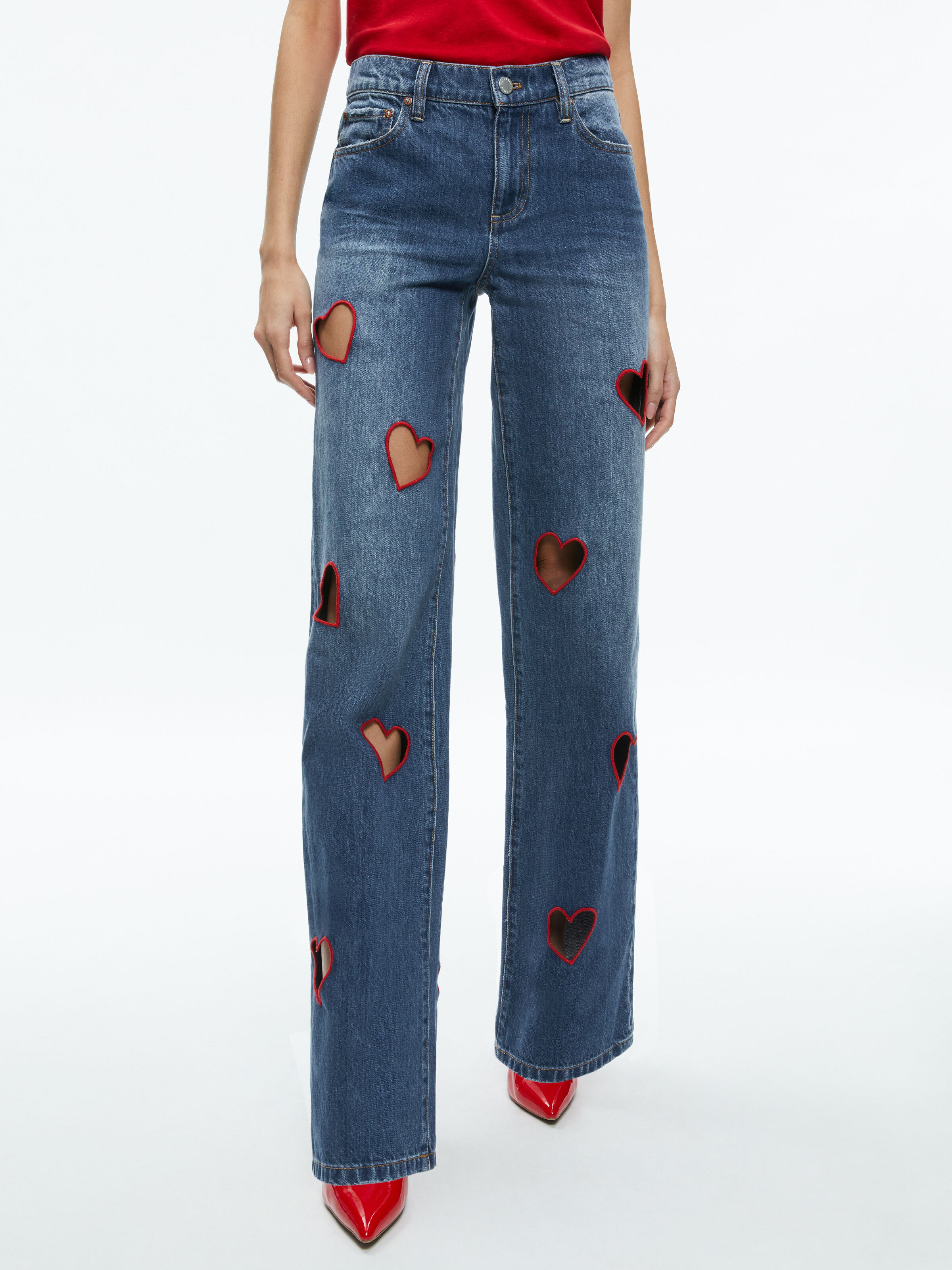 Alice and olivia embroidered jeans top