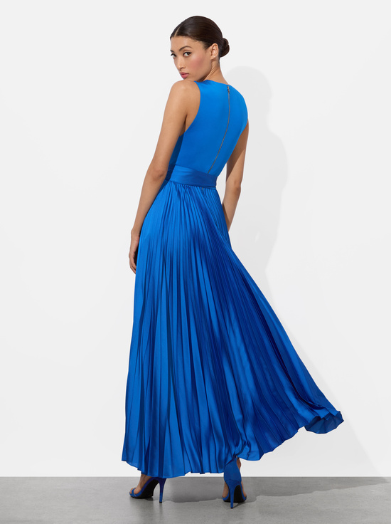 TRUE BLUE-CHARA PLEATED MAXI DRESS