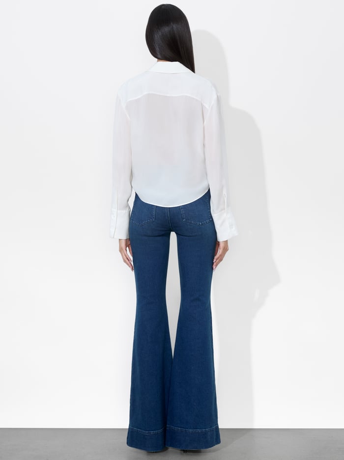 HANNON TIE FRONT BLOUSE - OFF WHITE image 2 - Alice And Olivia