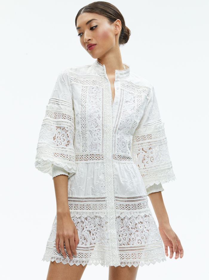 CAILIN TUNIC TIERED MINI DRESS - OFF WHITE image 3 - Alice And Olivia