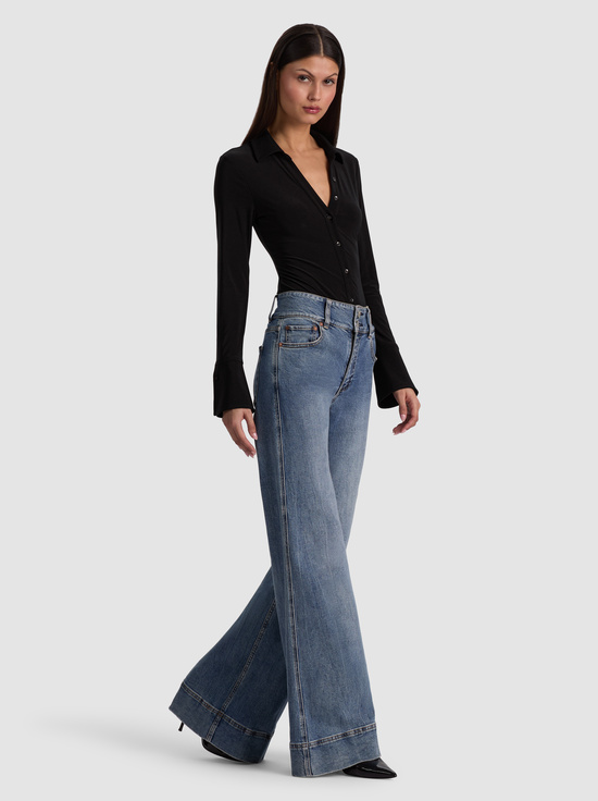 BLACK-FREYA BUTTON DOWN BODYSUIT