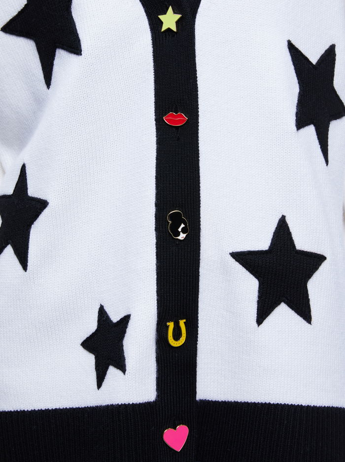 BRADFORD NOVELTY BUTTONS CARDIGAN - SOFT WHITE/BLACK image 3 - Alice And Olivia