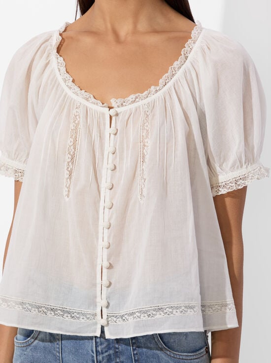 OFF WHITE-ODETTE PINTUCK BLOUSE