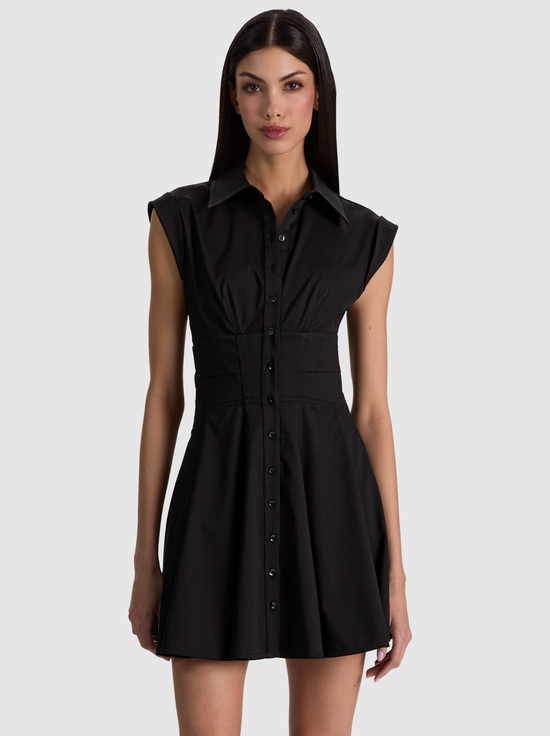 BLACK-KIM CORSET SHIRT DRESS