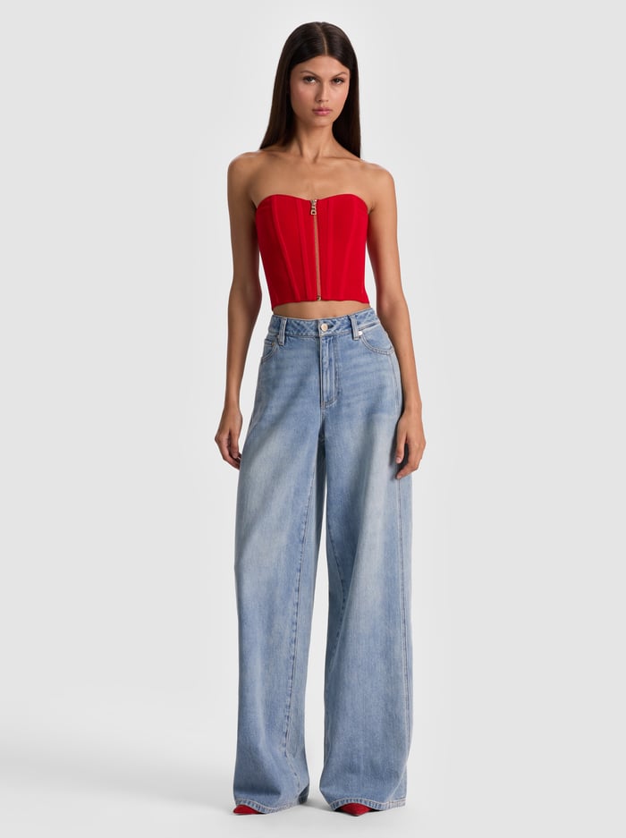 TASHA ZIP FRONT CORSET - PERFECT RUBY image 1 - Alice And Olivia